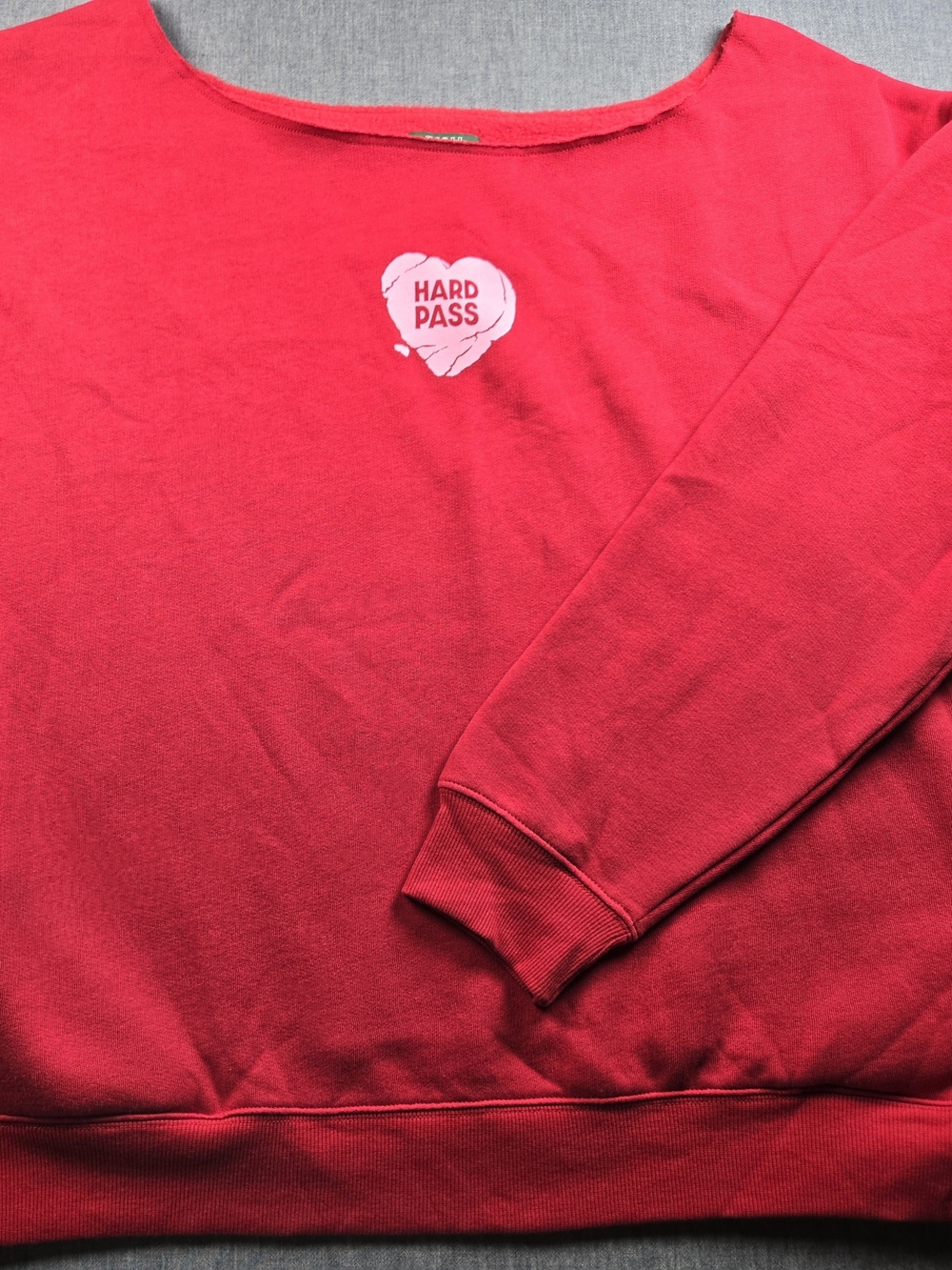 wild fable Hot Pink Crewneck Sweatshirt with 'Hard Pass' Heart